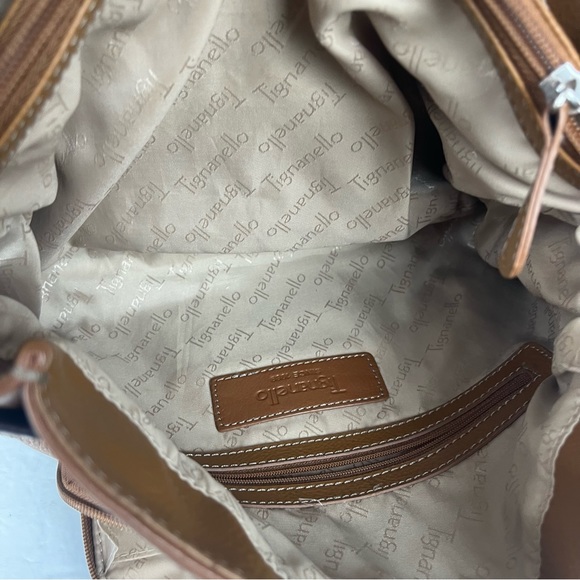 Tignanello brown leather shoulder bag with cinch belted top/multi-compartments - Picture 8 of 16